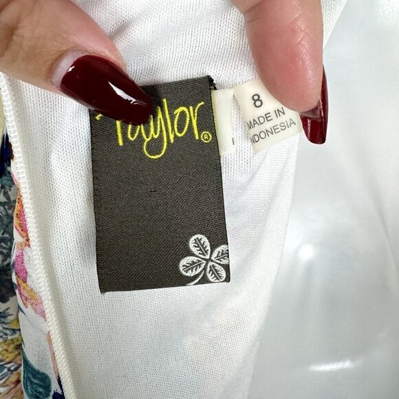 Taylor SZ 8 Chiffon Midi Cottage Fairy Floral Layerd Artsy Dress Empire Waist - Picture 9 of 12